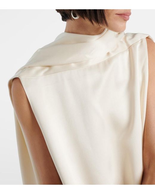 Totême White Cocoon Deconstructed Satin Minidress
