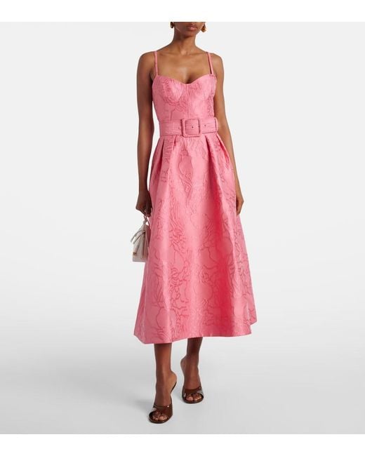 Rebecca Vallance Pink Petra Floral Jacquard Cocktail Dress