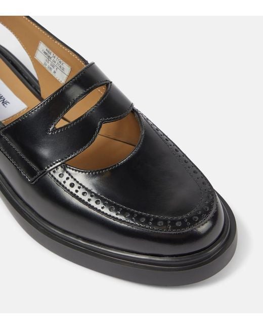 Thom Browne Black Leather Slingback Loafers