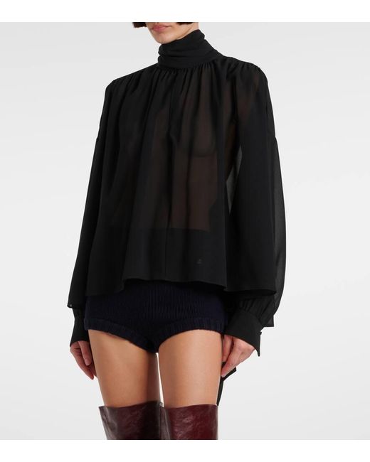 Blusa De Georgette De Seda Con Lazada Chloé de color Black