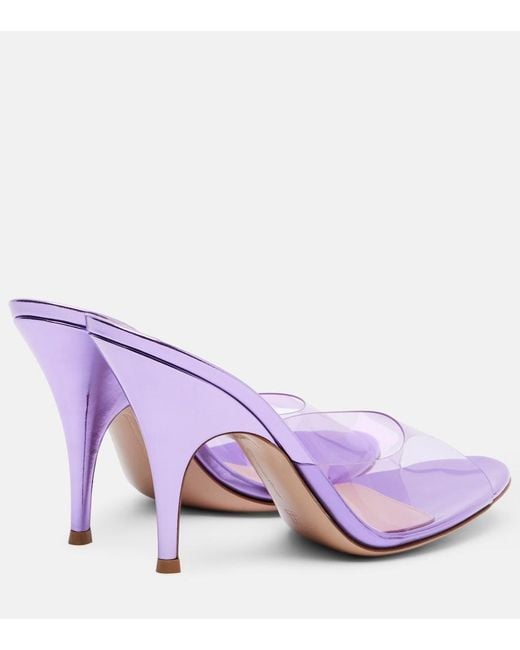 Gianvito Rossi Pink Sofia Leather-Trimmed Pvc Mules