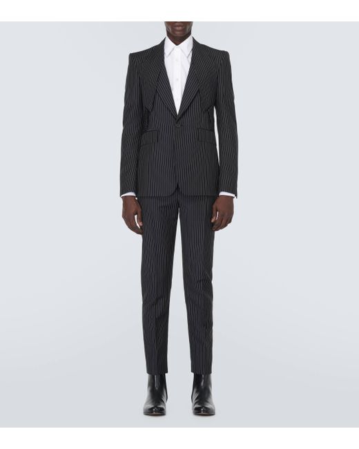 Pantalon de costume raye en laine et mohair Alexander McQueen pour homme en coloris Black