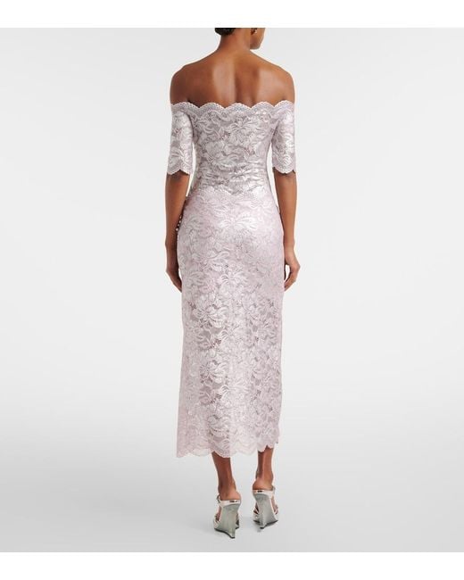 Rabanne Pink Floral Lace Midi Skirt