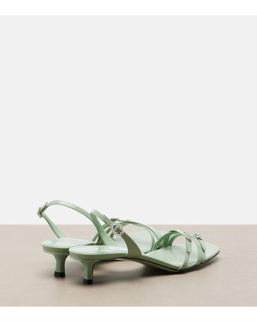 Jimmy Choo Green Kaira Patent Leather Slingback Sandals
