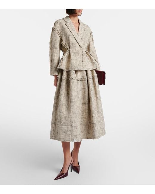 Erdem Natural Cotton-Blend Tweed Peplum Jacket