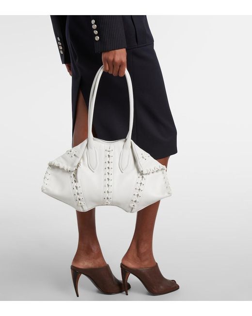 McQueen White Manta Medium Leather Shoulder Bag