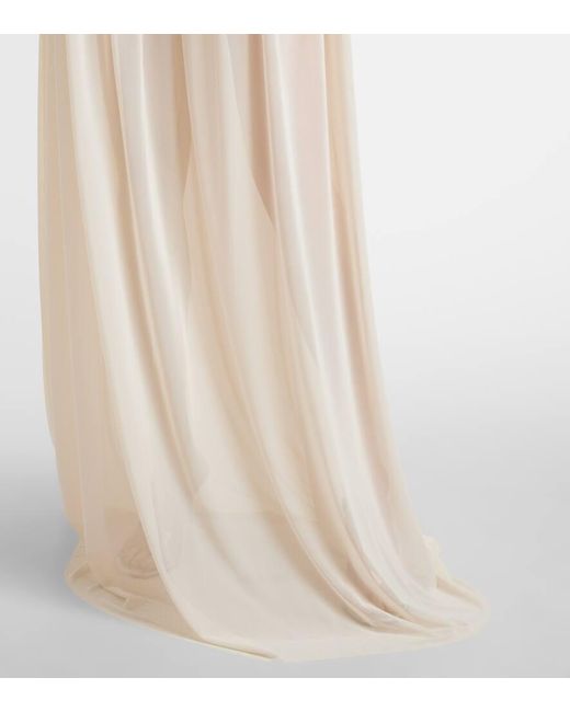 David Koma White Cutout Pleated Gown
