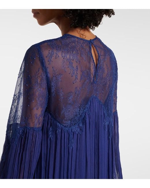 Robe Longue Renia En Dentelle Costarellos en coloris Blue