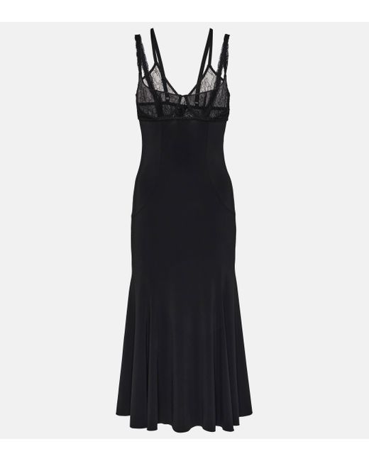 Dolce & Gabbana Black Lace-trimmed Bustier Midi Dress