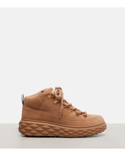 Jimmy Choo Brown Diamond Maxi Suede Hiking Boots