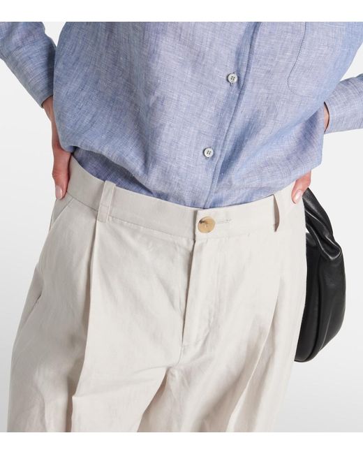 Vince White High-Rise Cotton-Blend Wide-Leg Pants