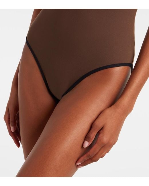 Totême Brown Strapless Swimsuit