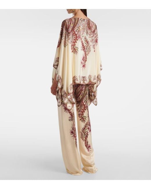 Etro Multicolor Printed Silk Crepe De Chine Poncho