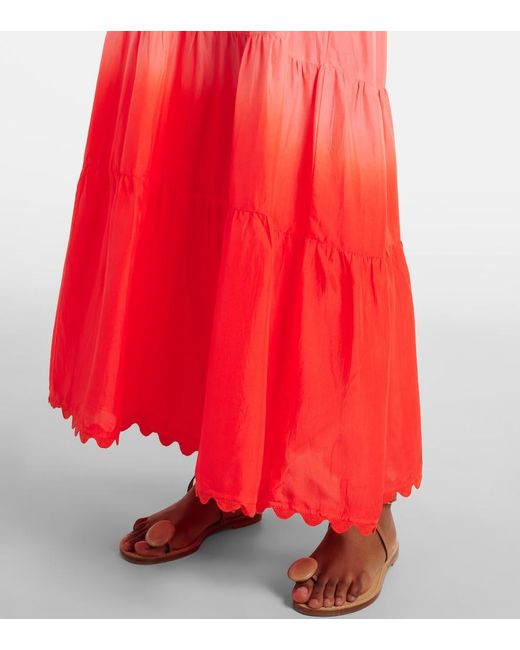Juliet Dunn Scalloped Tiered Silk Maxi Dress