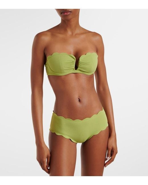 Marysia Swim Green Lisbon Scalloped Bikini Top