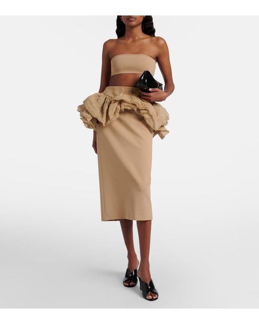 Max Mara Natural Baccano Peplum Pencil Skirt