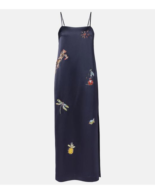 ALÉMAIS Blue X Anouk Colantoni Fontaine Slip Midi Dress