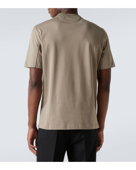 Camiseta De Jersey De Algodon Con Logo Brunello Cucinelli de hombre de color Natural