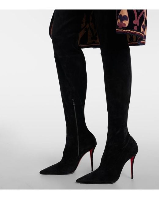Christian Louboutin Black Miss Z 100 Suede Over-The-Knee Boots