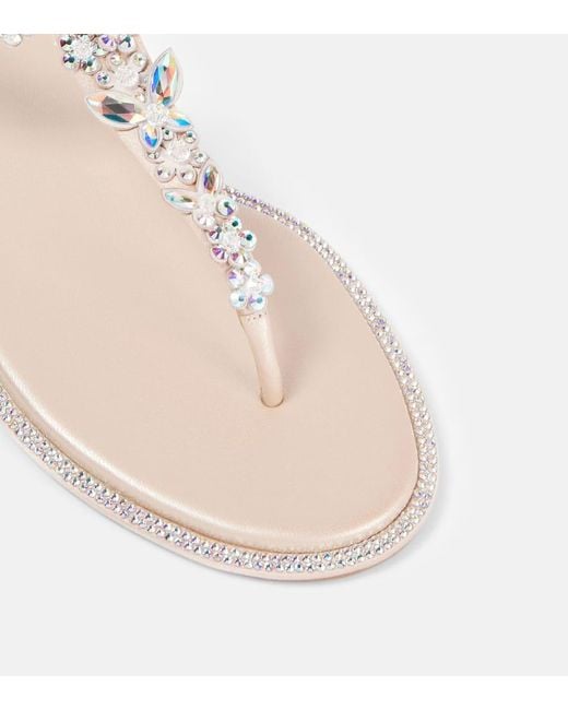 Sandalias De Saten Adornadas Rene Caovilla de color White