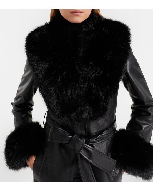 Self-Portrait Black Belted Leather Coat