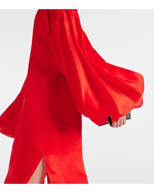 Khaite Red Zelma Puff-sleeve Silk Gown