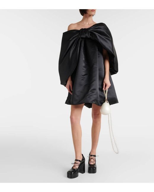 Vestido corto de crepe con lazo Simone Rocha de color Black