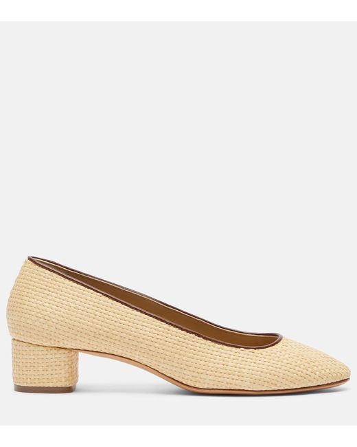 Le Monde Beryl Natural Leather-Trimmed Raffia Pumps