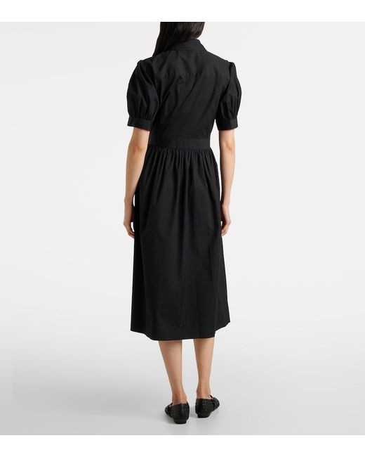 Carolina Herrera Black Floral Embroidered Cotton-Blend Shirt Dress