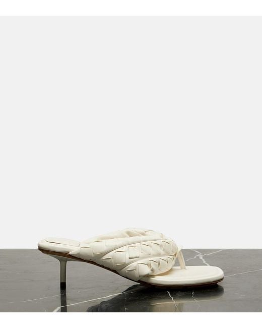 Bottega Veneta Natural Salsa Intrecciato Leather Thong Sandals