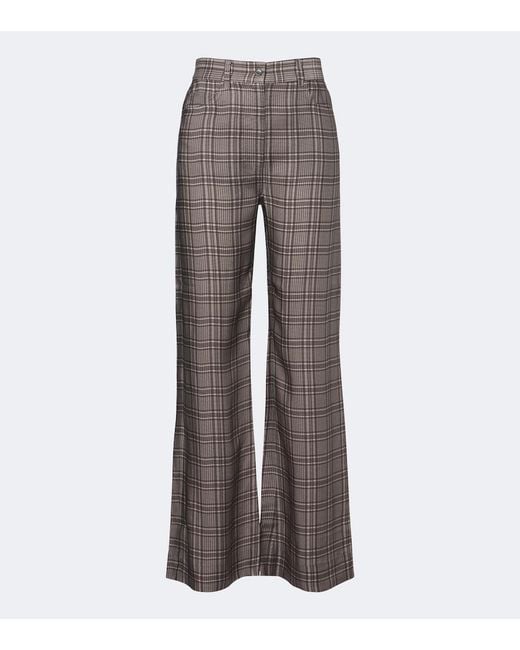 Acne Gray Checked Wide-Leg Pants