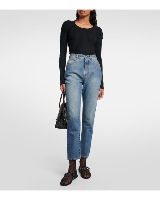 Alaïa Black Fishnet Leather-Trimmed Ankle Boots