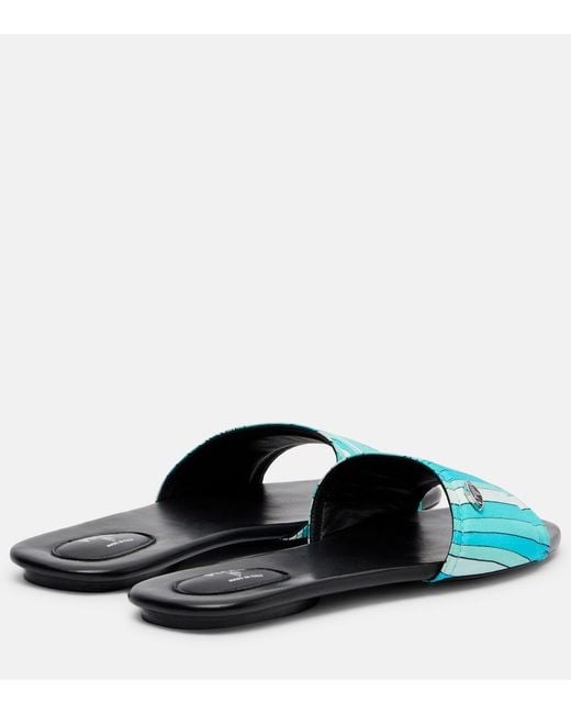 Emilio Pucci Blue Yummy Iride Slides