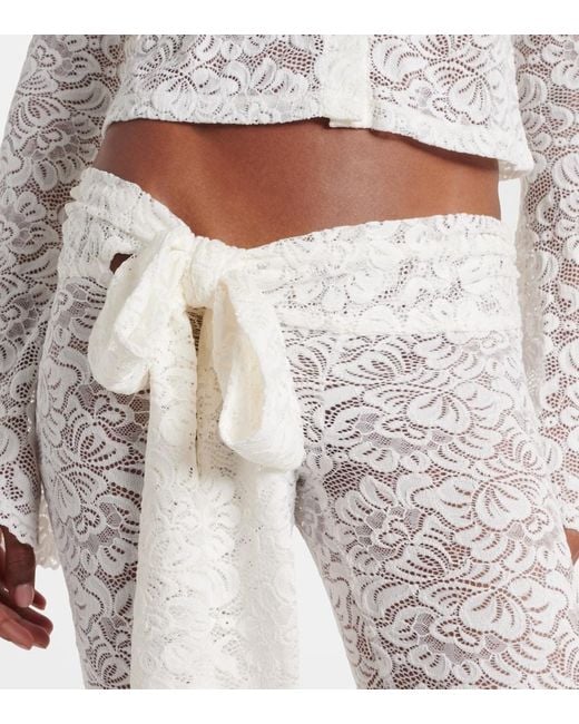 Bananhot White Vecna Sheer Lace Flared Pants