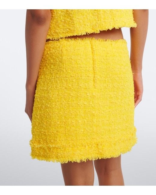 Dolce & Gabbana Yellow Cotton-Blend Tweed Miniskirt