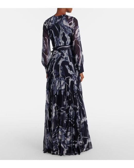 Erdem Blue Floral Voile Gown