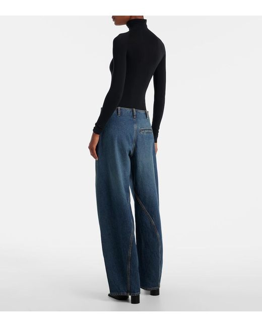 Alaïa Blue Mid-Rise Barrel-Leg Jeans