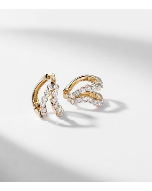 Mateo White Wave 14Kt Huggie Earrings With Diamonds