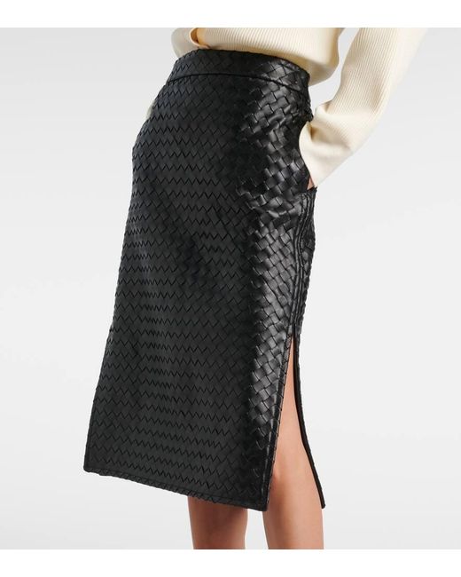 Bottega Veneta Brown Midirock Intrecciato Aus Leder