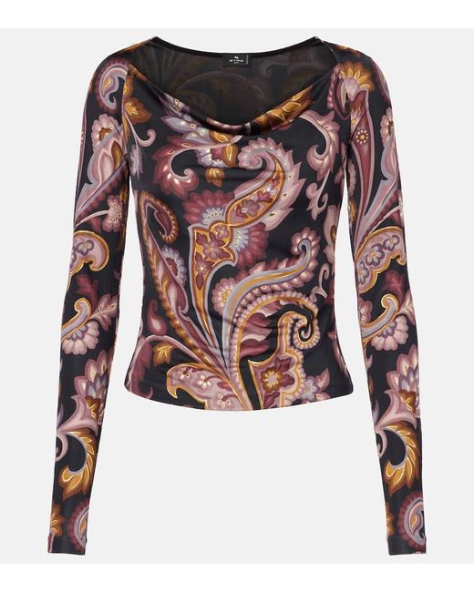 Etro Red Paisley Jersey Top
