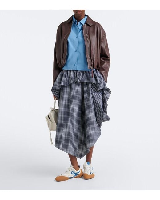 Loewe Brown Draped Leather Jacket