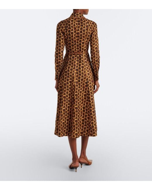 Zimmermann Brown Belted Printed Linen Shirt Dress