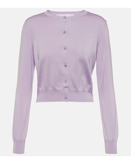 Carolina Herrera Purple Silk And Cotton Cardigan