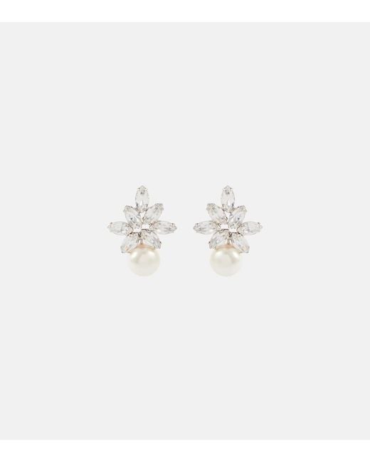 Jennifer Behr White Liza Embellished Faux Pearl Earrings