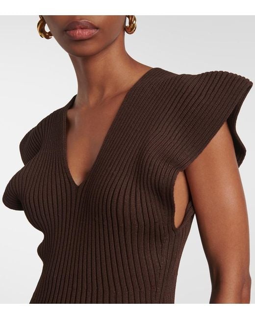 Altuzarra Brown Ribbed-Knit Maxi Dress