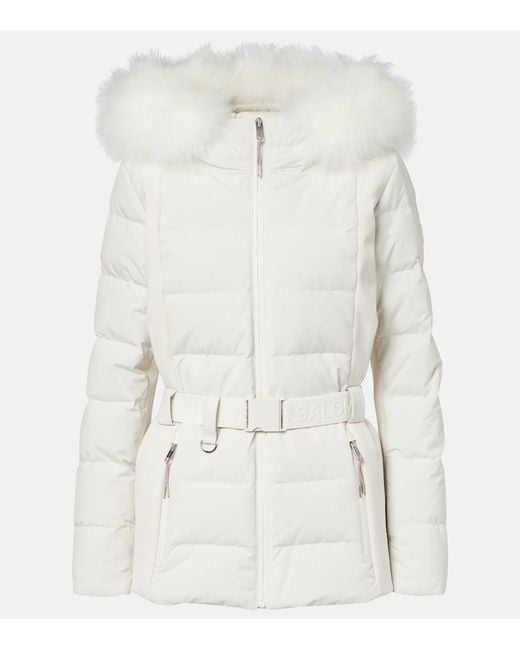 Yves Salomon White Doudoune 58Cm Down Jacket