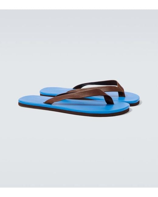 Auralee Blue Leather Thong Sandals for men