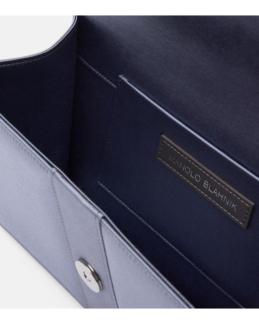 Manolo Blahnik Blue Capri Embellished Satin Clutch