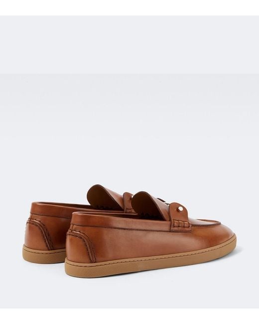Christian Louboutin Brown Chambeliboat Leather Slip-On Shoes for men