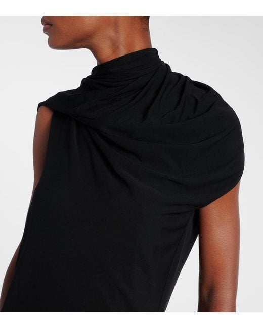 The Row Black Isadra Draped Jersey Top